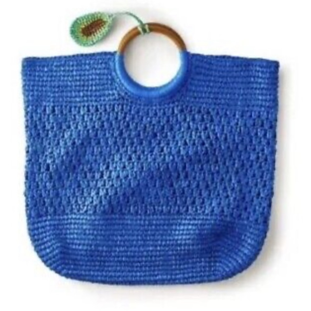 Tabitha Brown x Target Avocado Tassel Straw Tote Blue Handbag NWT